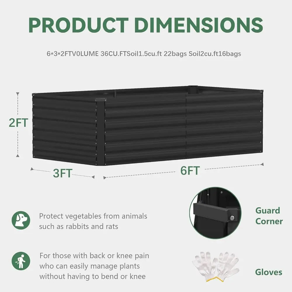 Galvanized Metal Raised Garden Bed Set For Outdoor Gardening