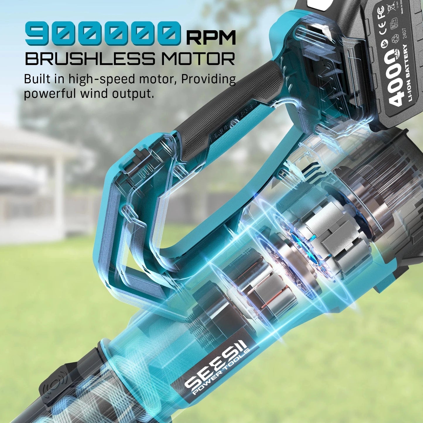 SeeSii Brushless Turbo Leaf Blower 900000RPM 780CFM Cordless Makita 18V