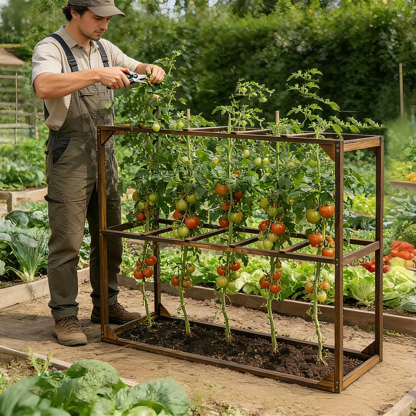 Wooden Outdoor Garden Vegetable Support Trellis Frame For Plants