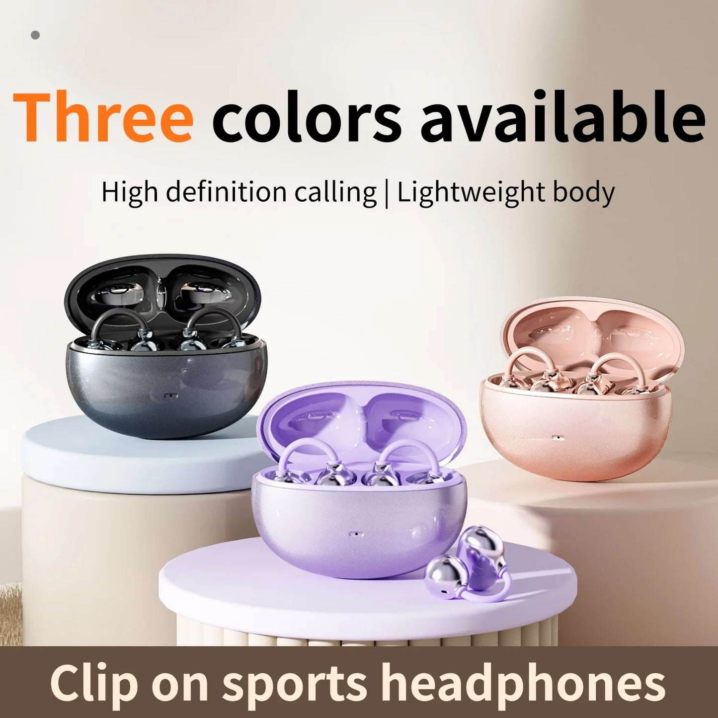 SHUKE Open Ear Clip Headphones Wireless Bluetooth 6.0 With Microphone
