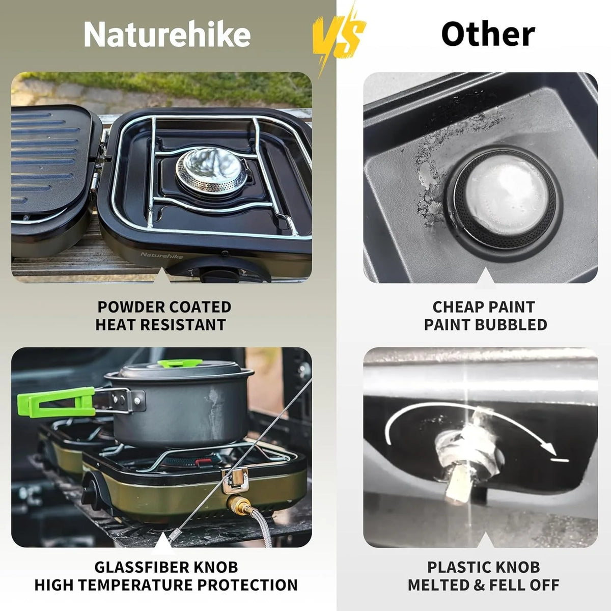 Naturehike Portable Two Burner Folding Camping Gas Stove With Griddle
