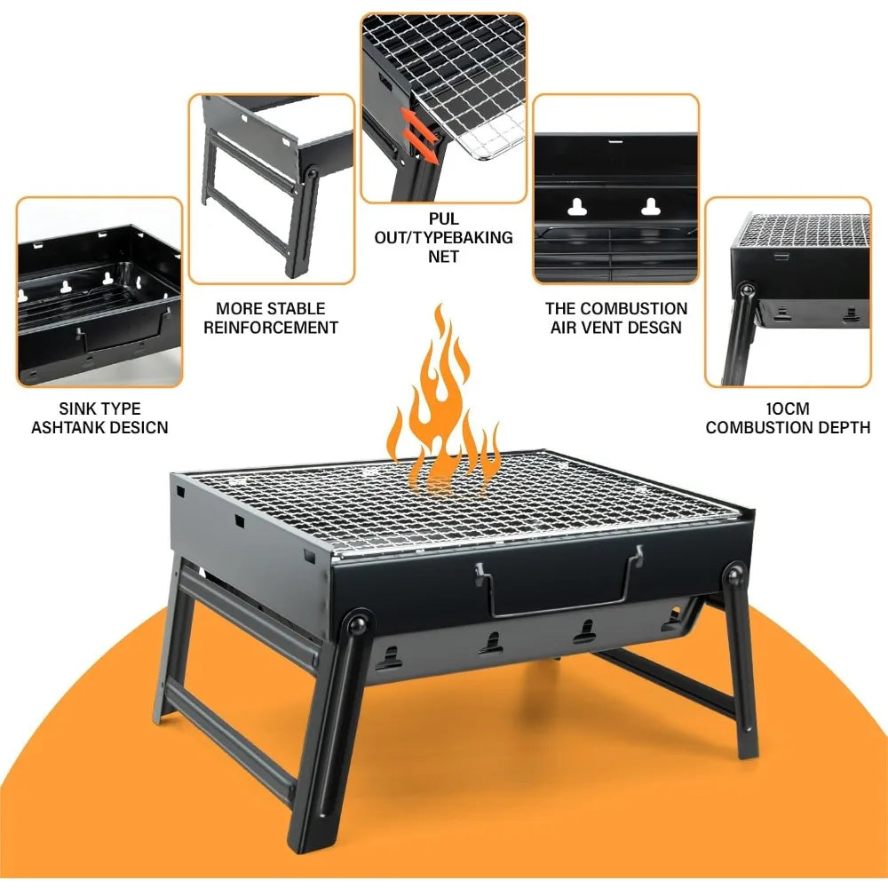XIUWO Portable Folding Charcoal Grill Smoker for Outdoors