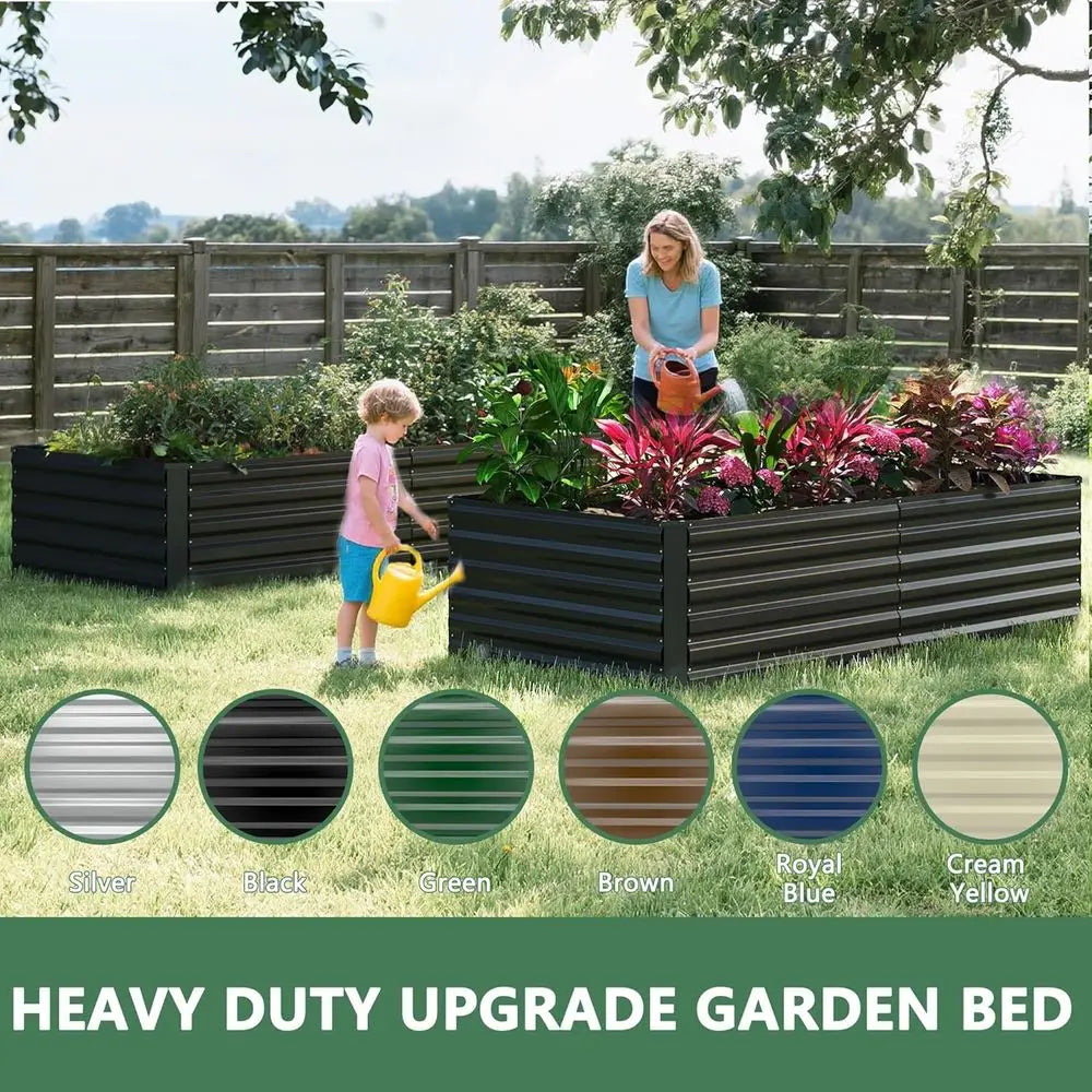 Galvanized Metal Raised Garden Bed Set For Outdoor Gardening