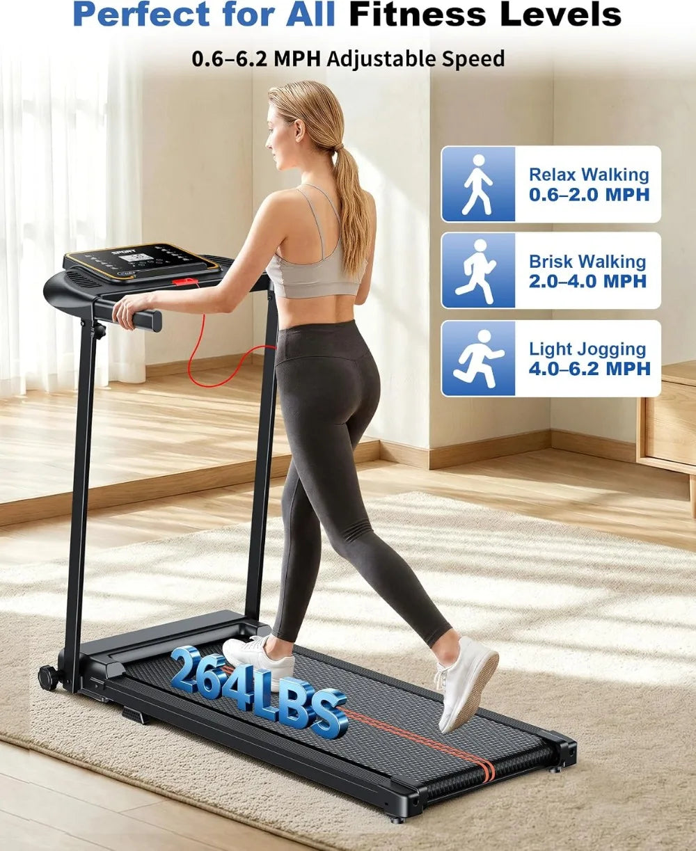 Treadmills for Home Walking Pad - Foldable Under Desk with Handle Bar 0.6-6.2 MPH Portable Compact Running Machine Quiet Lightweight