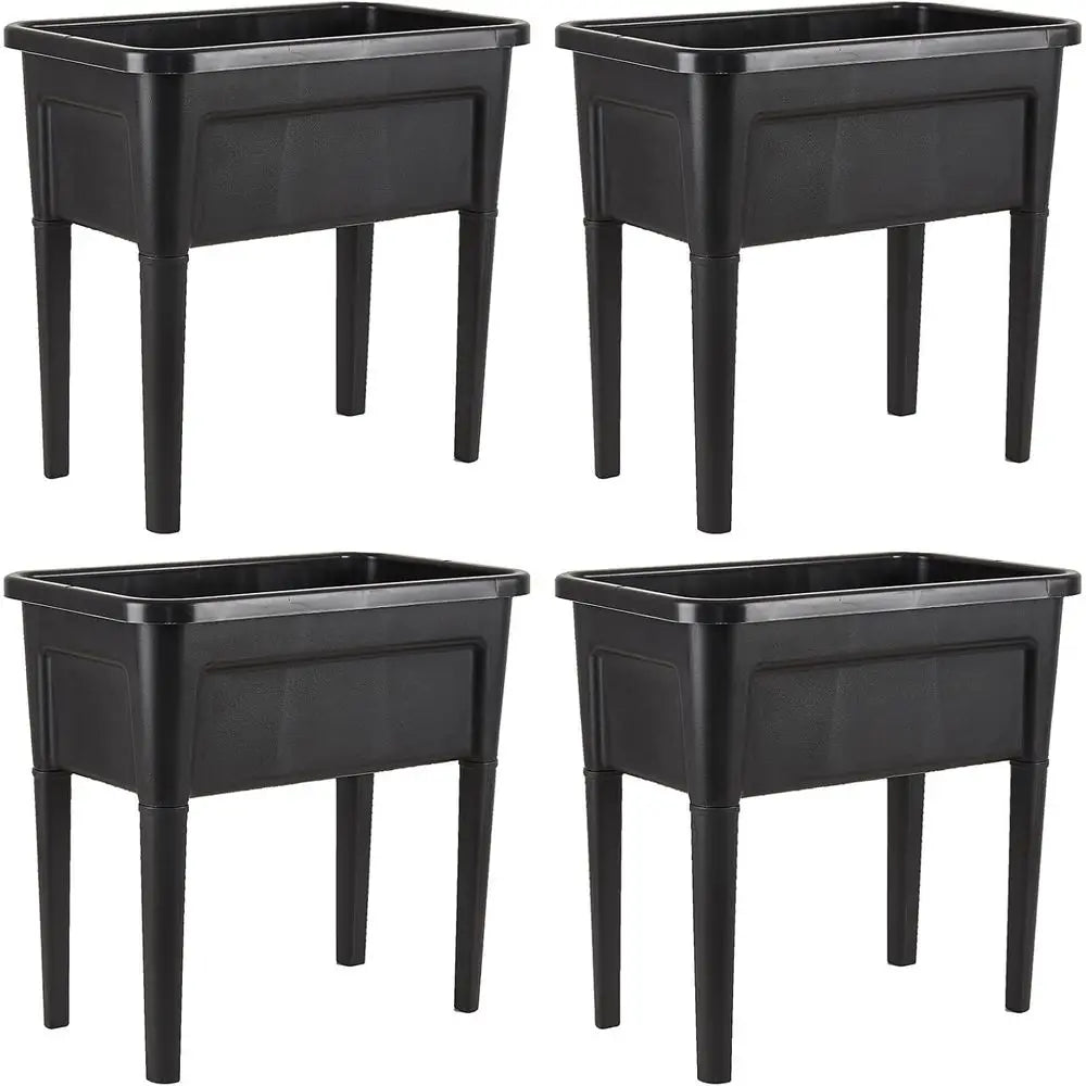 Plastic Elevated Garden Beds 4 Piece Set Flowers Veggies Herbs