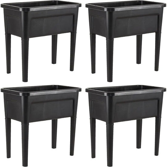 Plastic Elevated Garden Beds 4 Piece Set Flowers Veggies Herbs