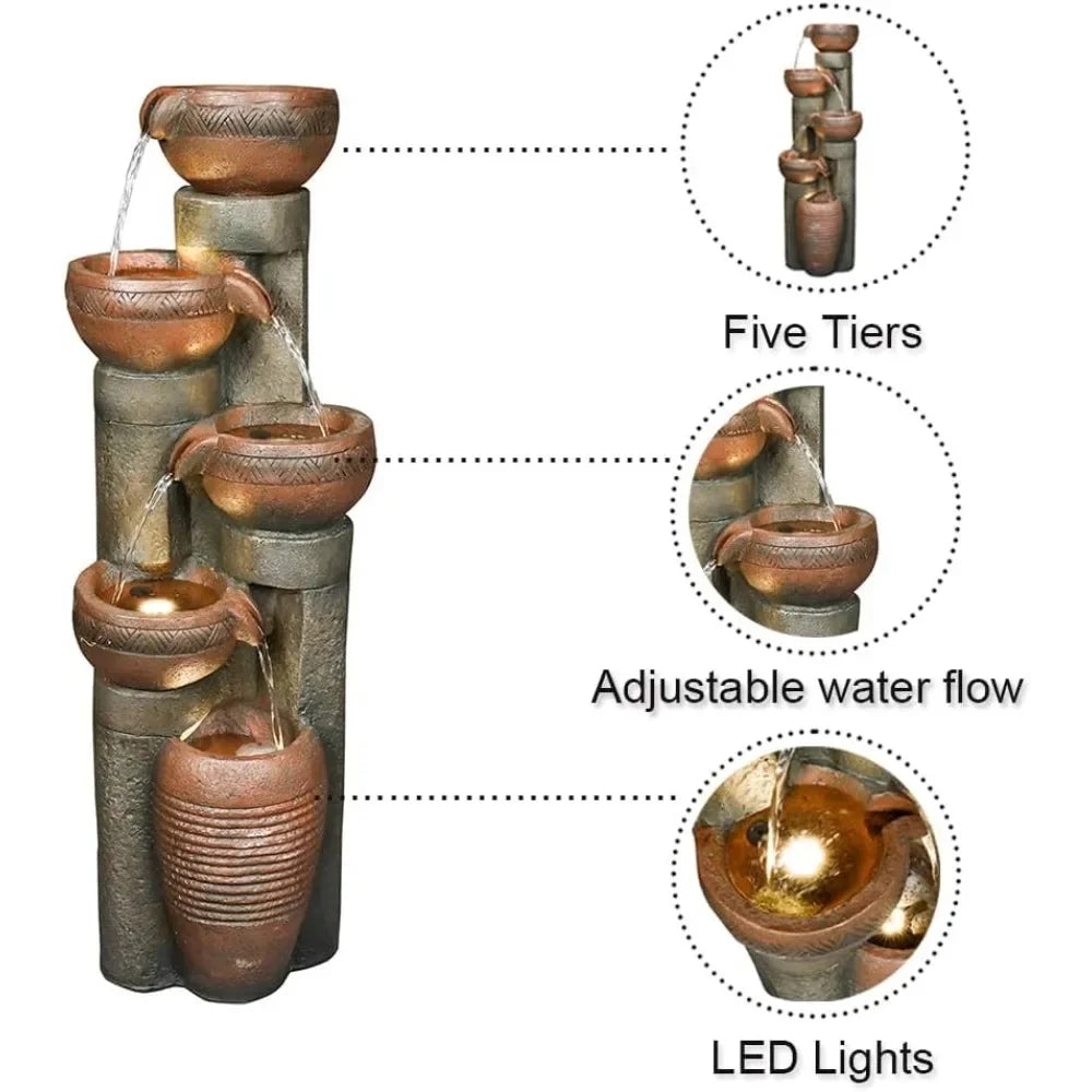 Five Tier Outdoor Garden Water Fountain Decor Resin Fountain