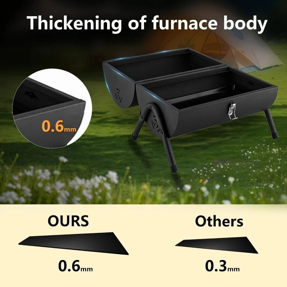 XIUWO Compact Foldable Charcoal Grill Outdoor BBQ Stove Dual Side Air Vents