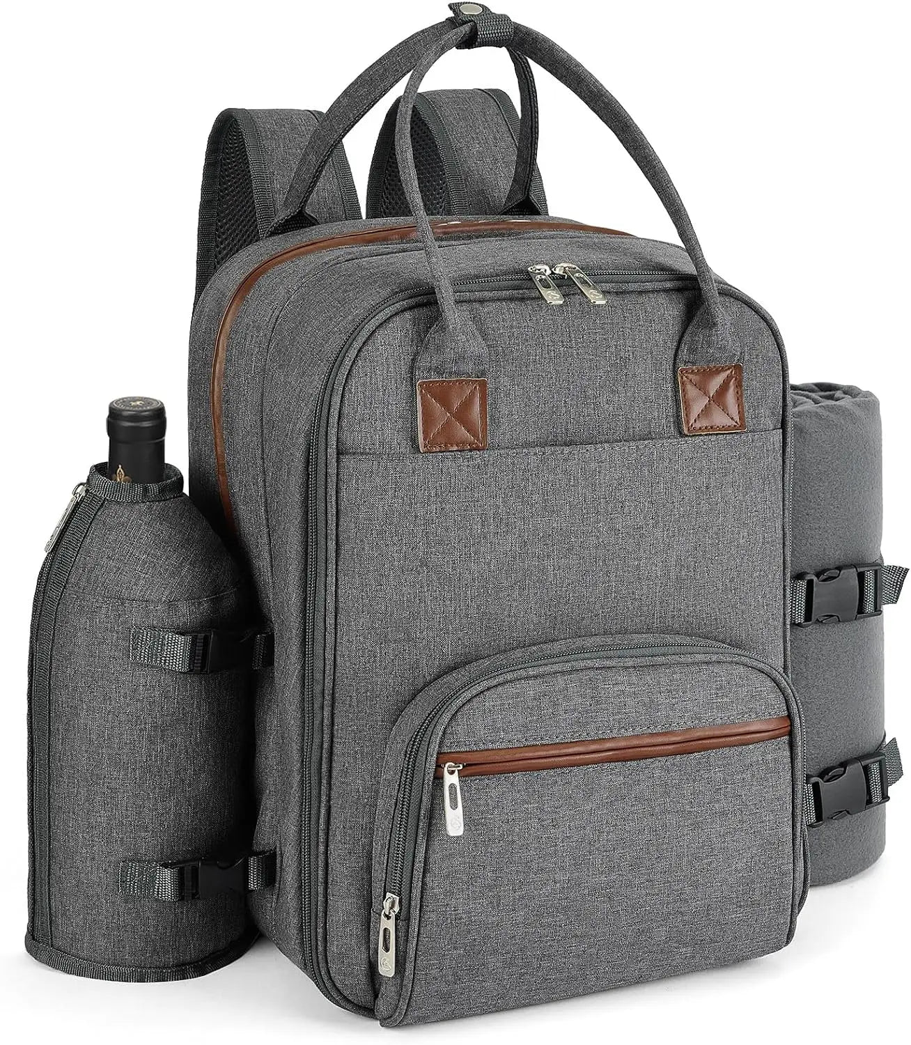 YTYIN Picnic Backpack With Insulated Cooler Wine Glass Holder