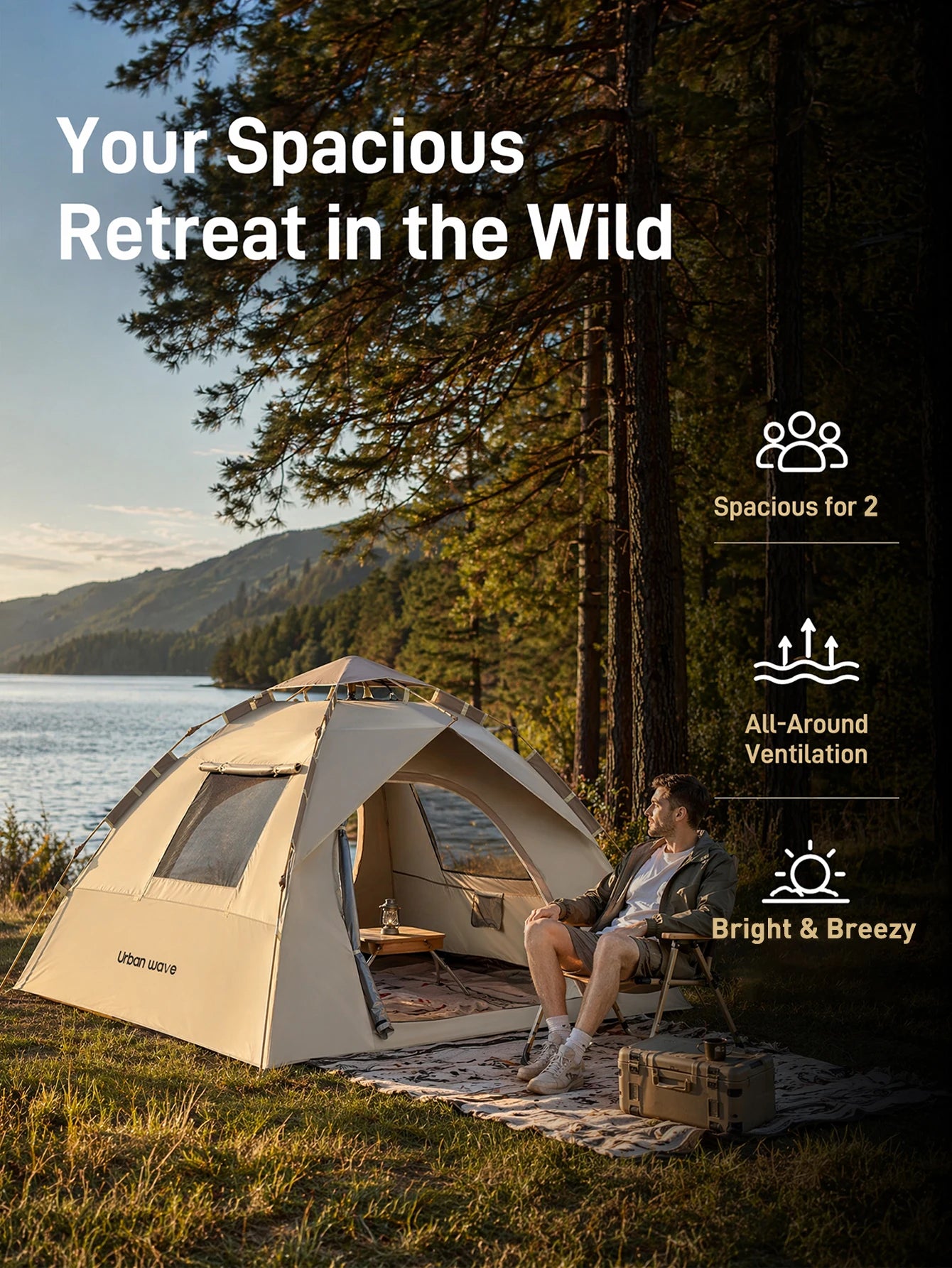 Automatic Pop-up Camping Tent, Windproof, Sunproof, and Waterproof, Suitable for Park Camping Trips, Wilderness Hiking and Adventure, Beach Family Vacations, Portable and Foldable, the Perfect Holiday Gift.