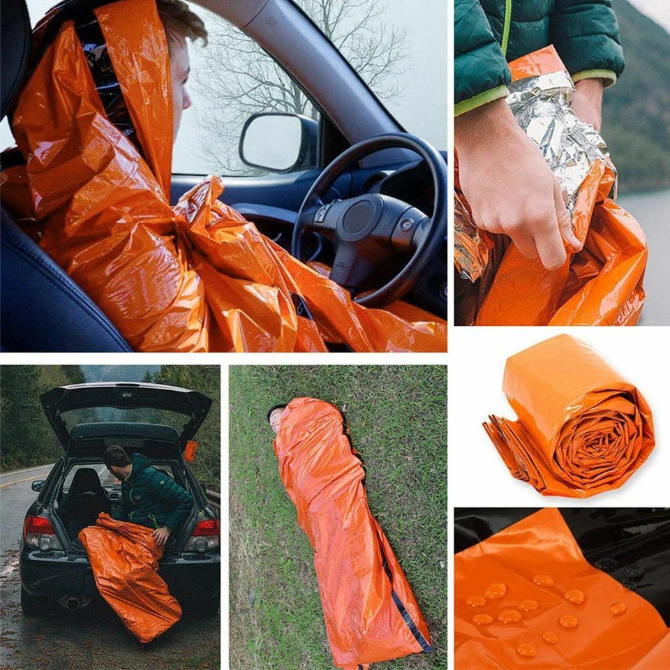 Two Pack Emergency Sleeping Bags Thermal Blanket Waterproof Outdoor Survival