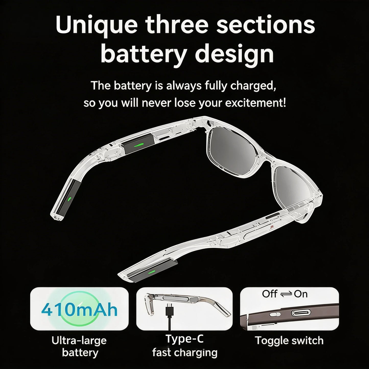 WO Camera 4K Smart Glasses With AI Translation and Recognition