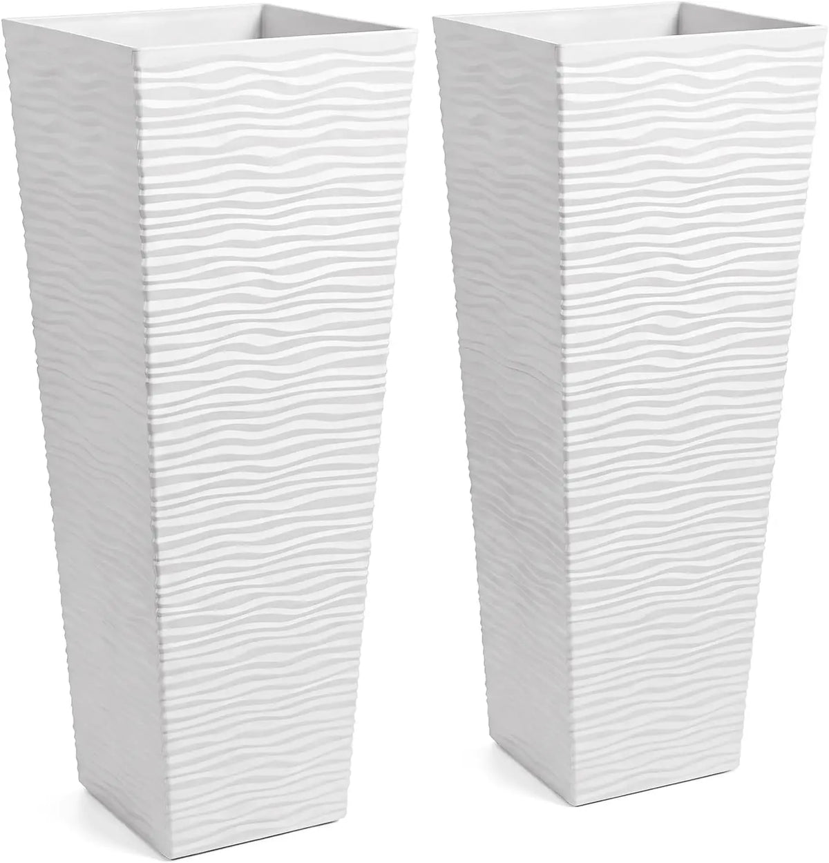 Tacleekii Rectangular Outdoor Planters 24inch 32inch Large Modern Planter Boxes with Removable Liners for Indoor Outdoor Plants Patio Porch Backyard