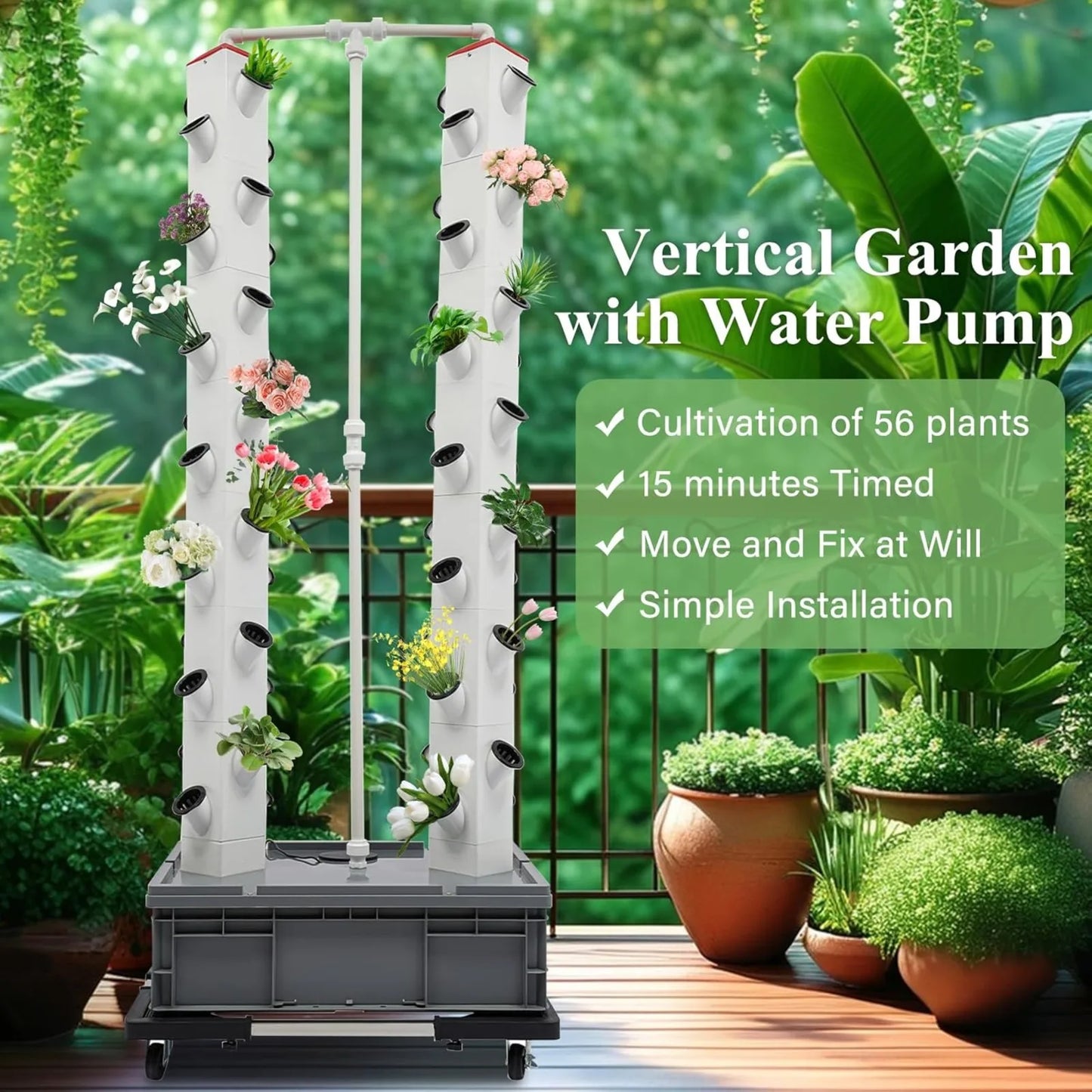 56 Pods Indoor Garden Hydroponics Growing System,Plant Germination Kit Aeroponic Veggie Flower Fruit Growth Pump System for Home
