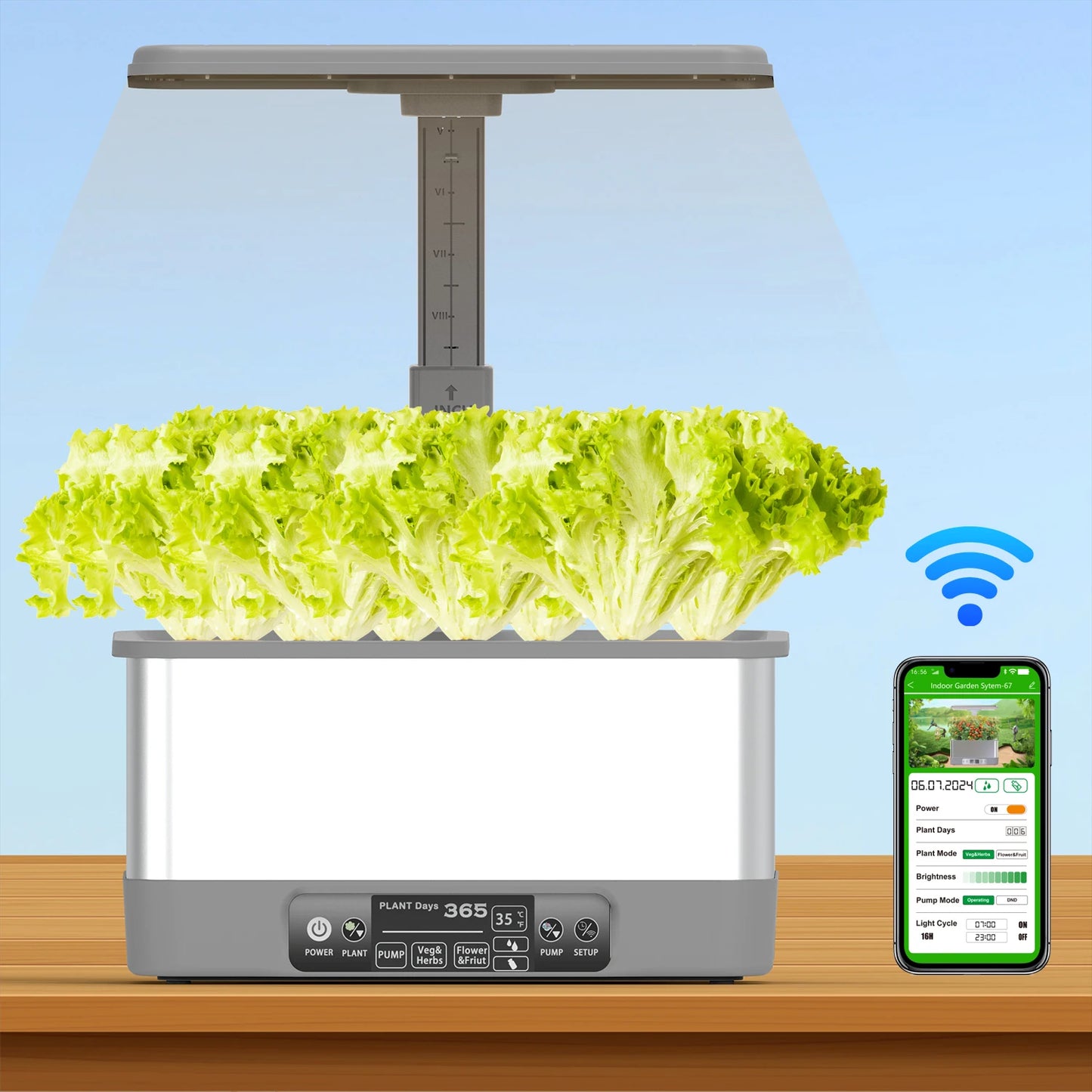 BHTNYOO Indoor Hydroponic Herbs Garden Kit With 8 Pods LED Light
