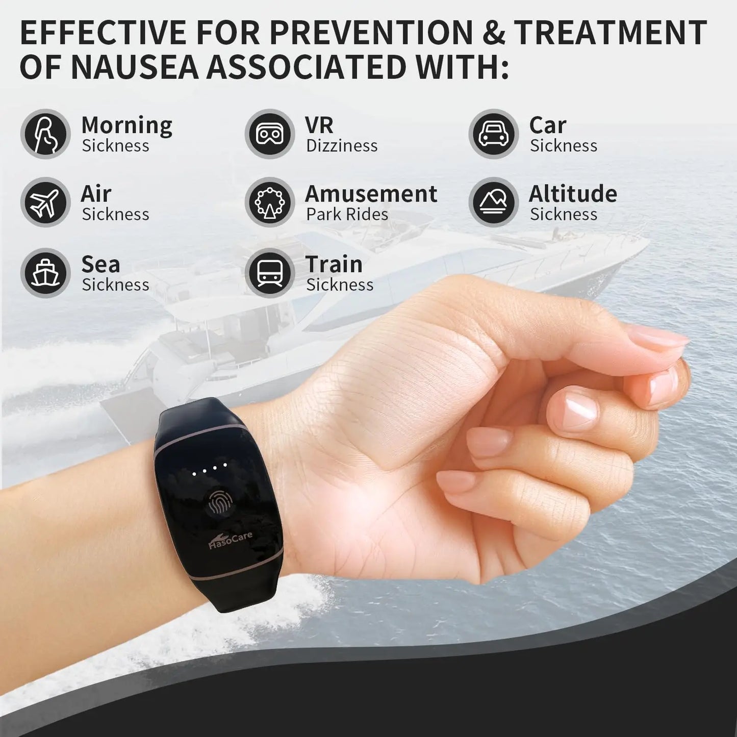 Anti Nausea Wristband Motion Sickness Relief Band With 175mAh Battery