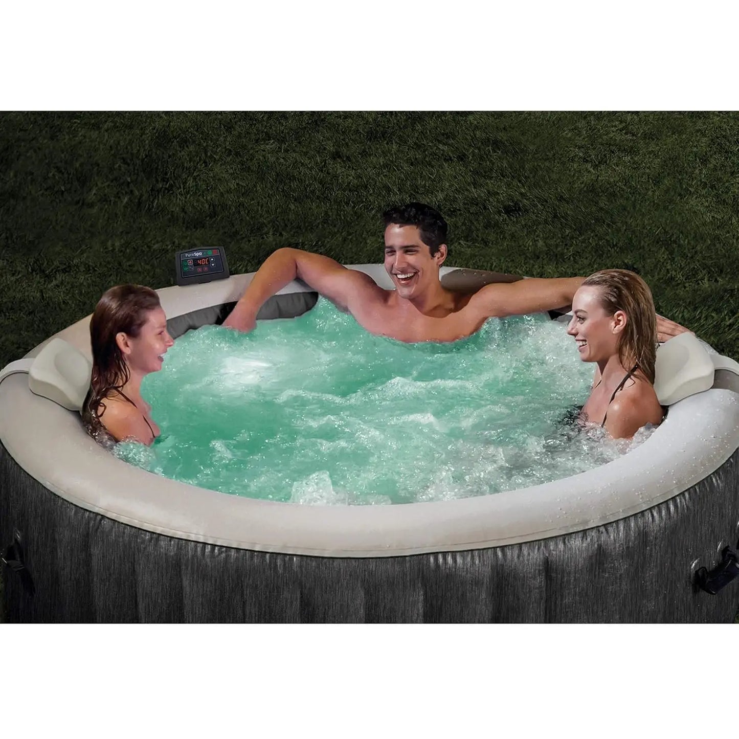 Deluxe Outdoor Inflatable Hot Tub Spa With LED Lights