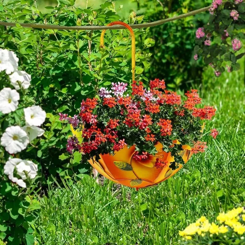 Wall Mounted Metal Umbrella Flower Basket Hanging Planter Stand