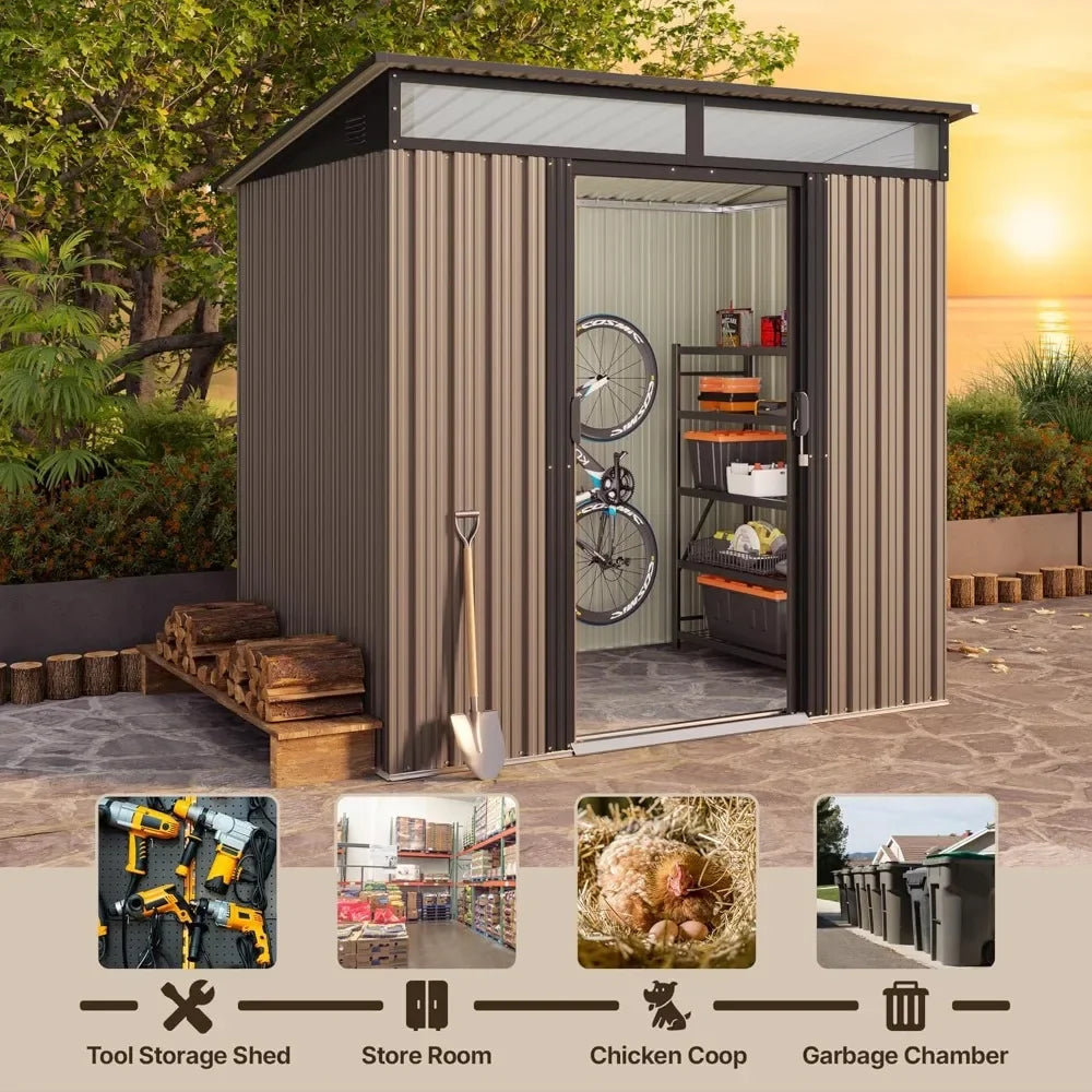 Metal Garden Storage Shed With Sliding Lockable Doors