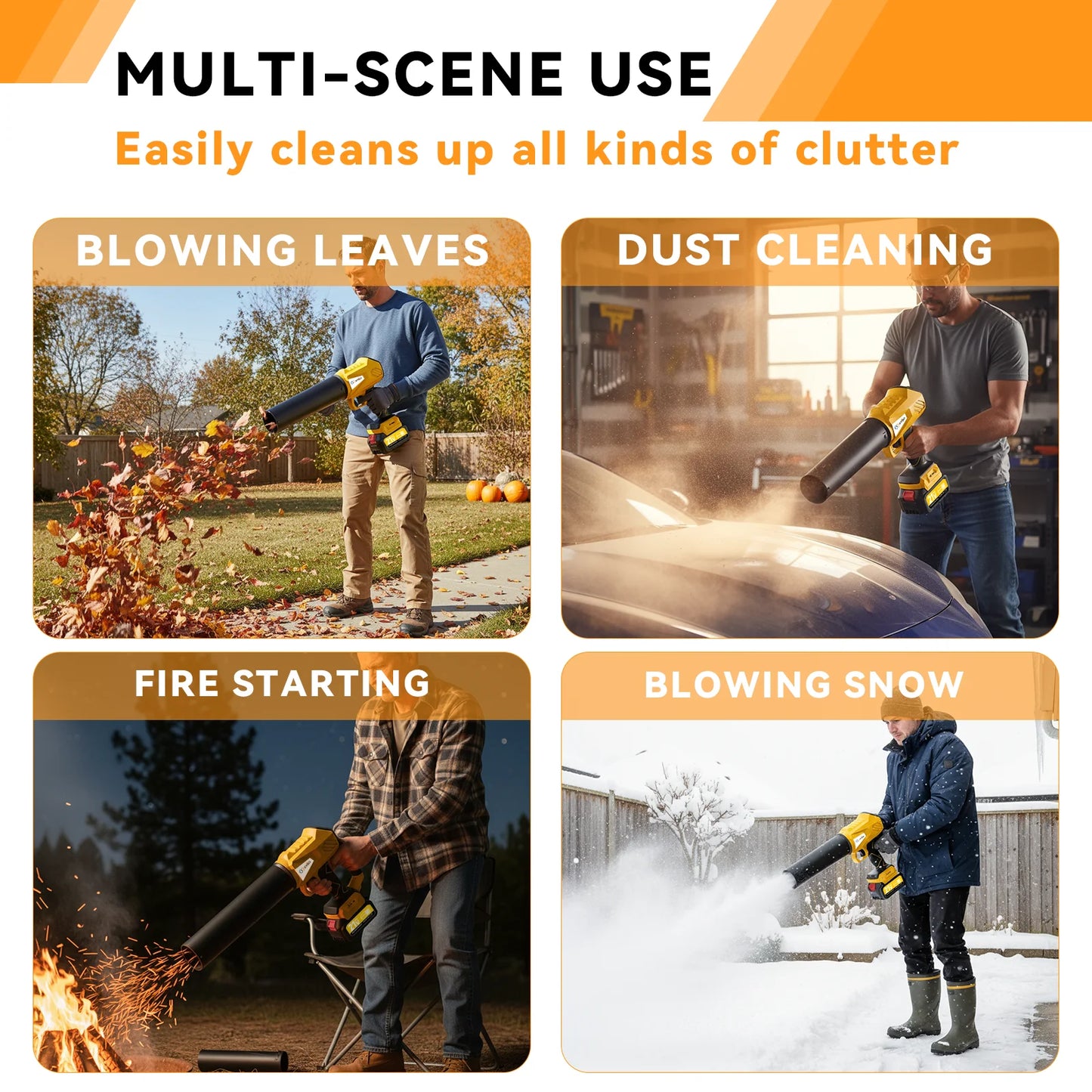 XYSD Cordless Leaf Blower Turbo Jet Handheld 2x4500mAh Batteries