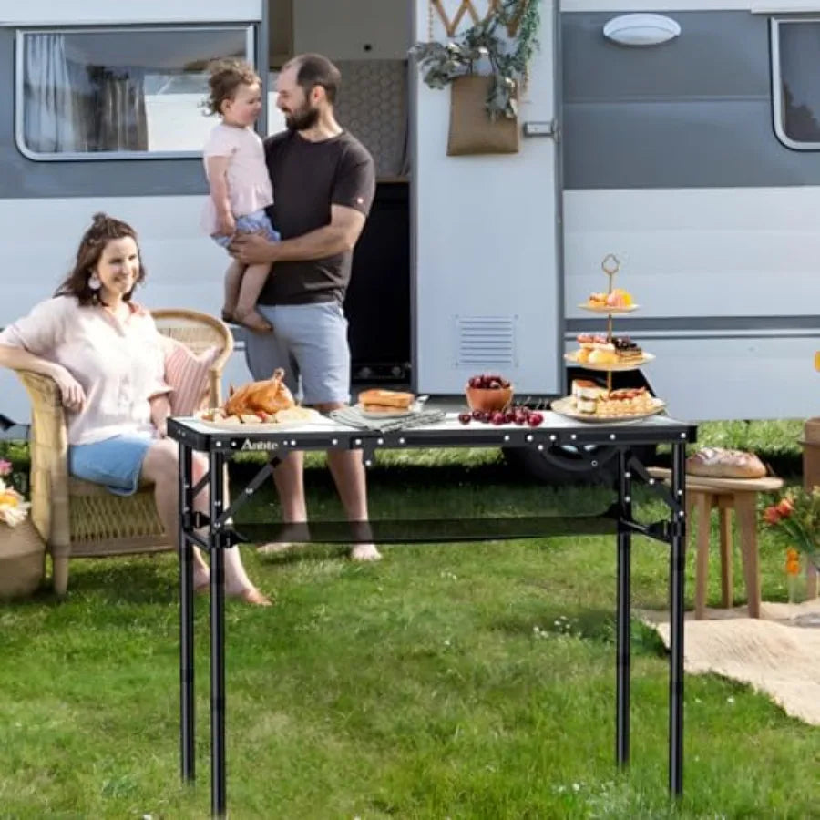 Folding Camping Table Aluminum Portable Lightweight With Adjustable Height