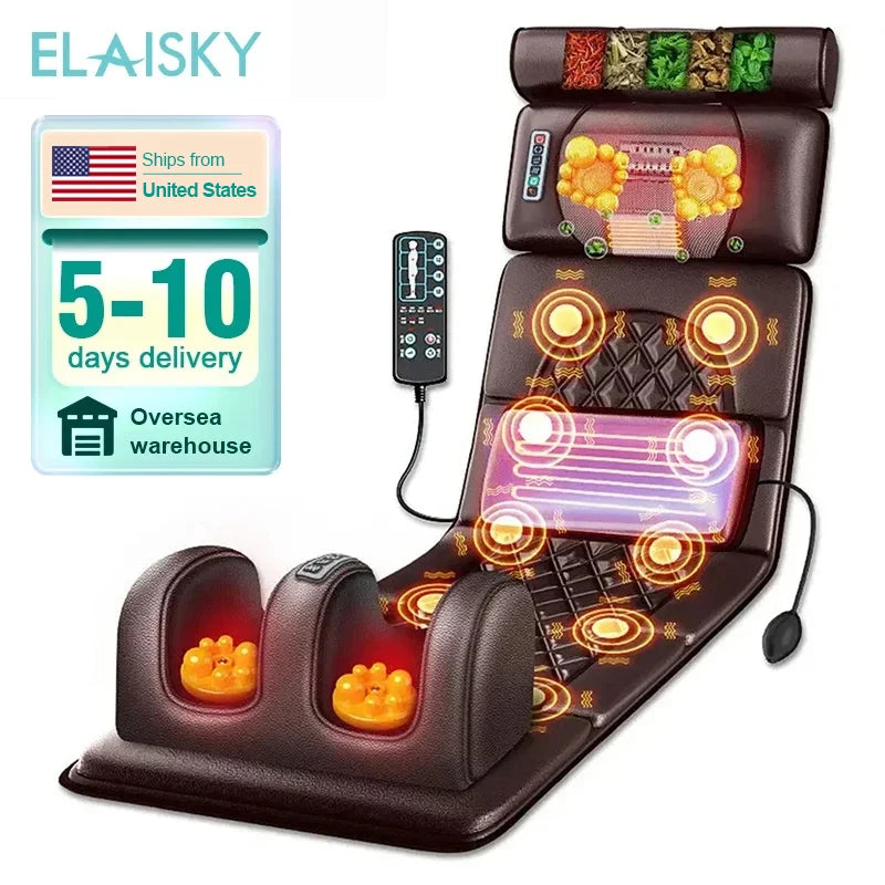 ELAISKY Electric Massage Mattress Cushion With Heat Vibration Infrared