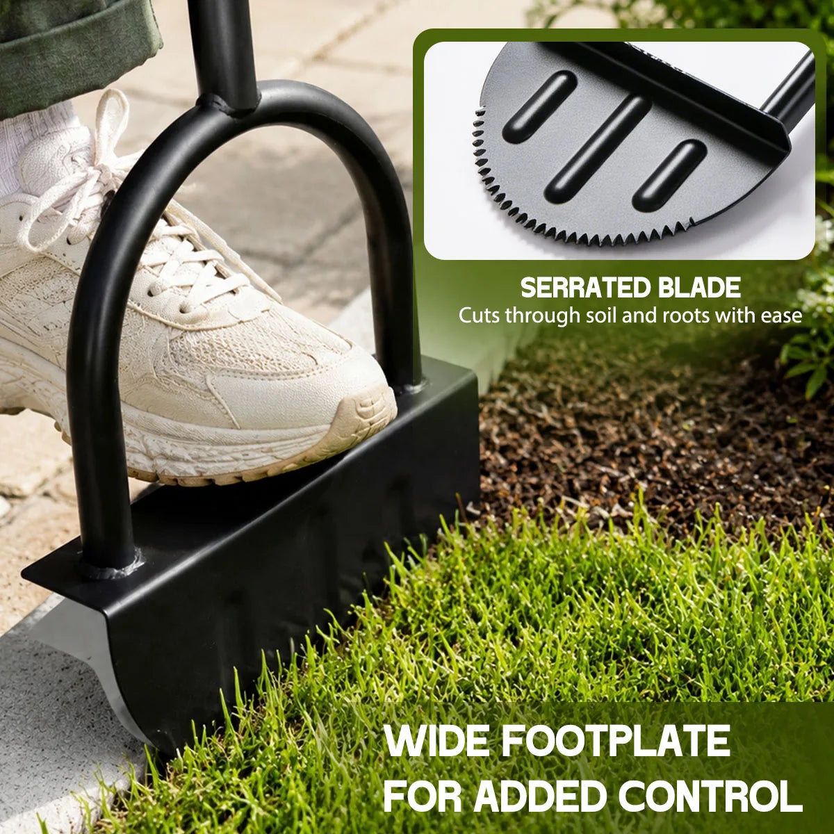 Heavy Duty Half Moon Lawn Edger With Serrated Blade Ergonomic