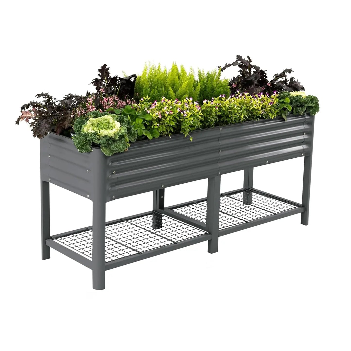 Raised Garden Bed With Legs And Storage Rack For Patio