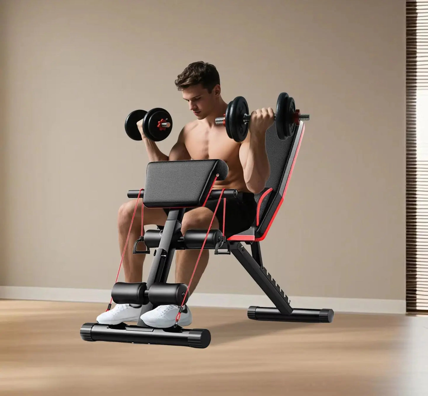 Foldable Weight Bench With Adjustable Height For Home Gym