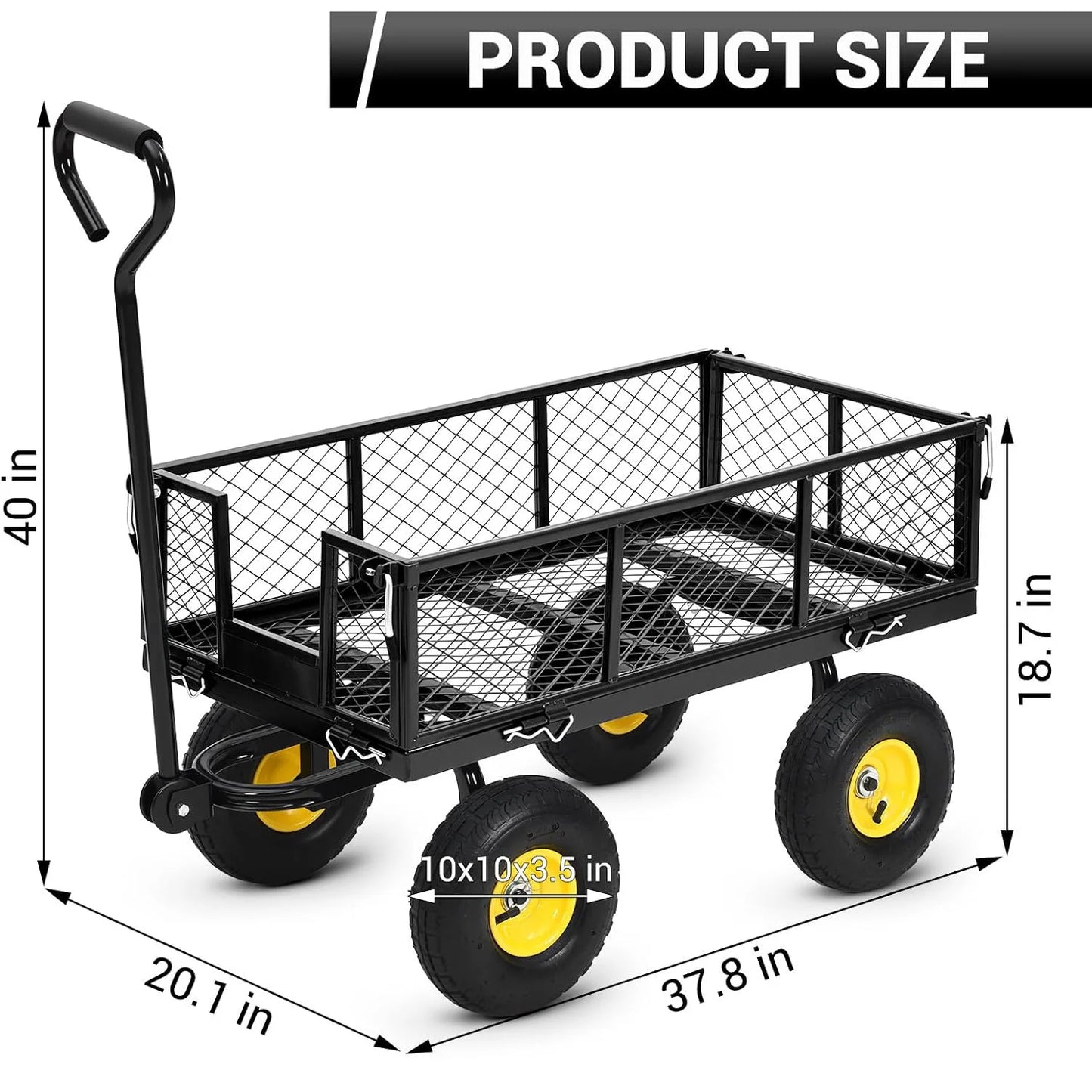 HiMISS Heavy Duty Steel Garden Cart All Terrain Wagon