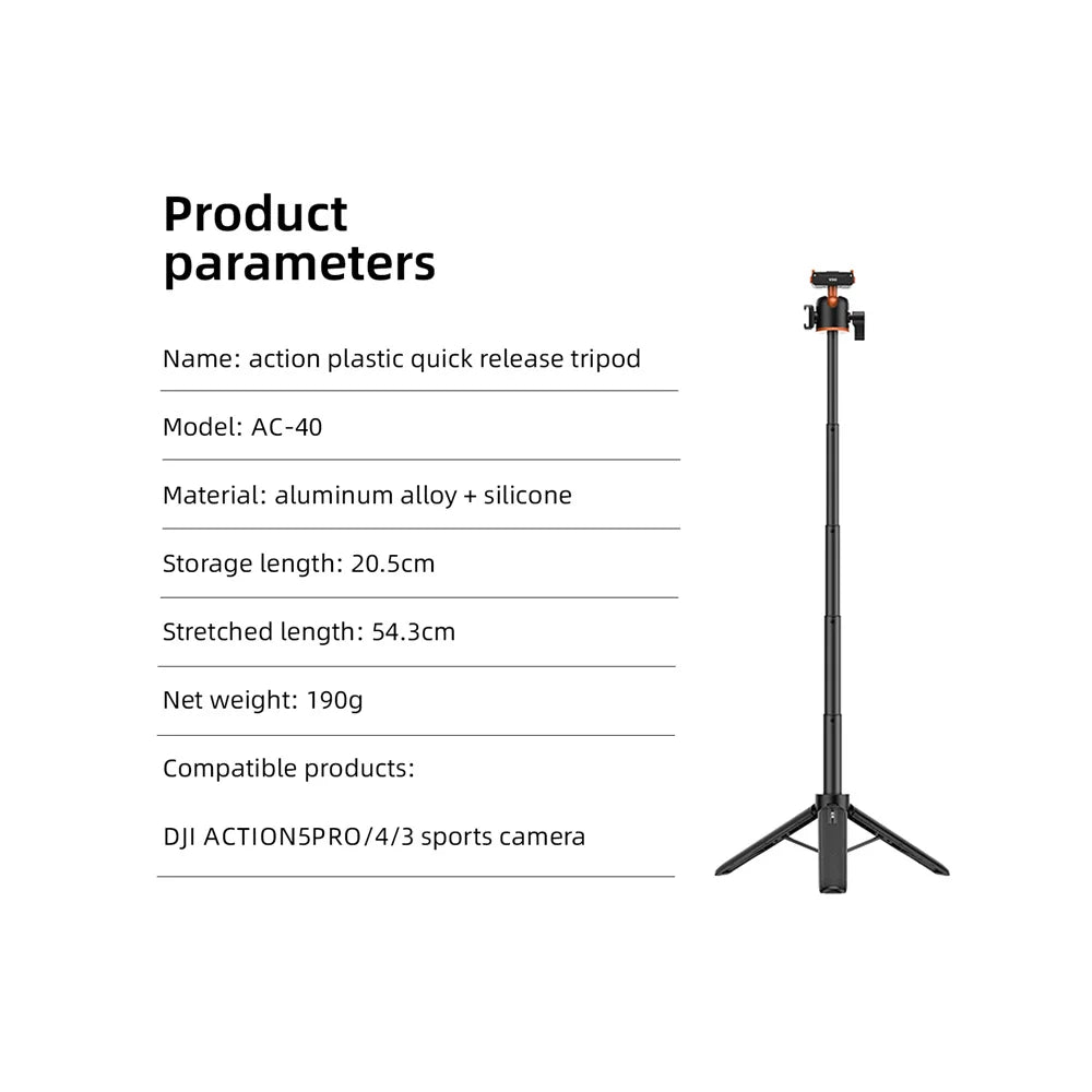 Vrig Magnetic Quick Release Tripod 360 Ballhead Cold Shoe Selfie