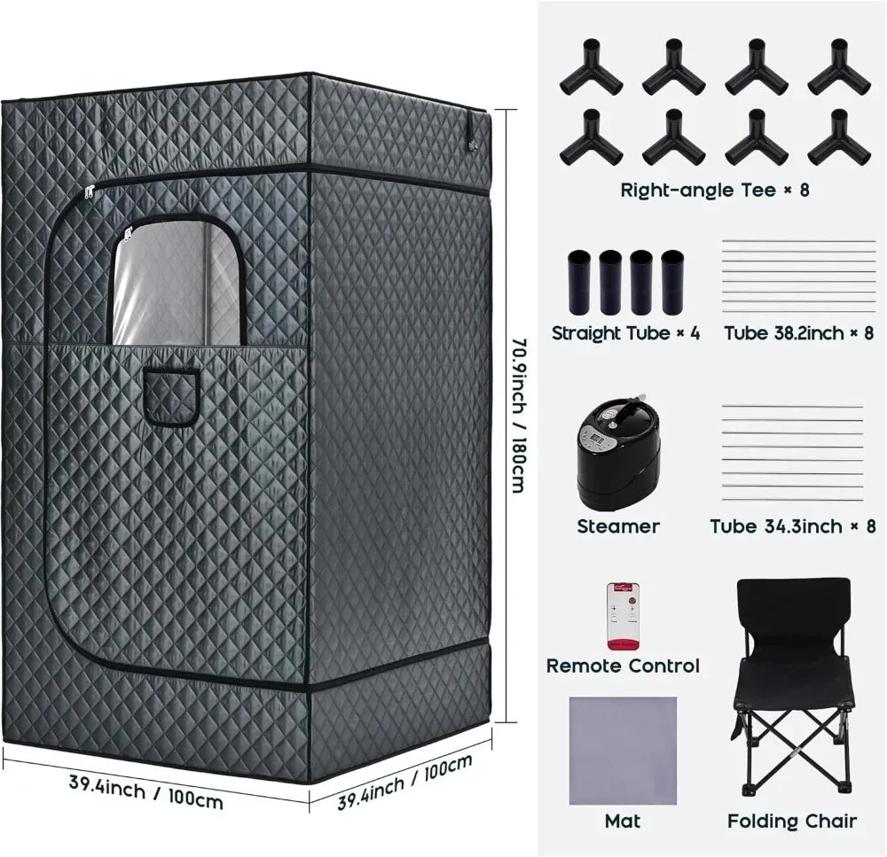 Portable Steam Sauna Tent With 1500W Steamer Remote Control