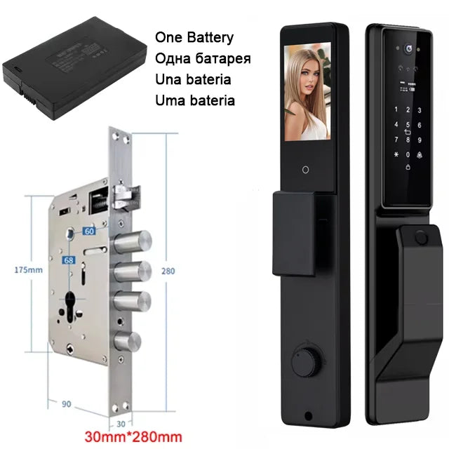 Alexa Voice Control Smart Door Lock Tuya APP 3D Face Recognition Electronic Digital Smart Door Lock With Camera