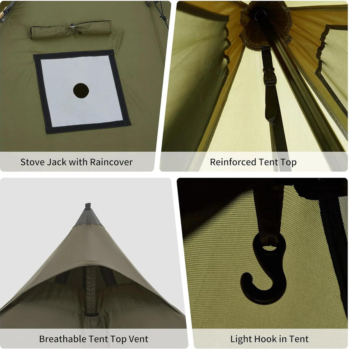 Naturehike Camping Tent with Chimney Window 2-4 Person Outdoor Ultralight Tipi Teepee Tent Pyramid Double Layer Flame-retardant