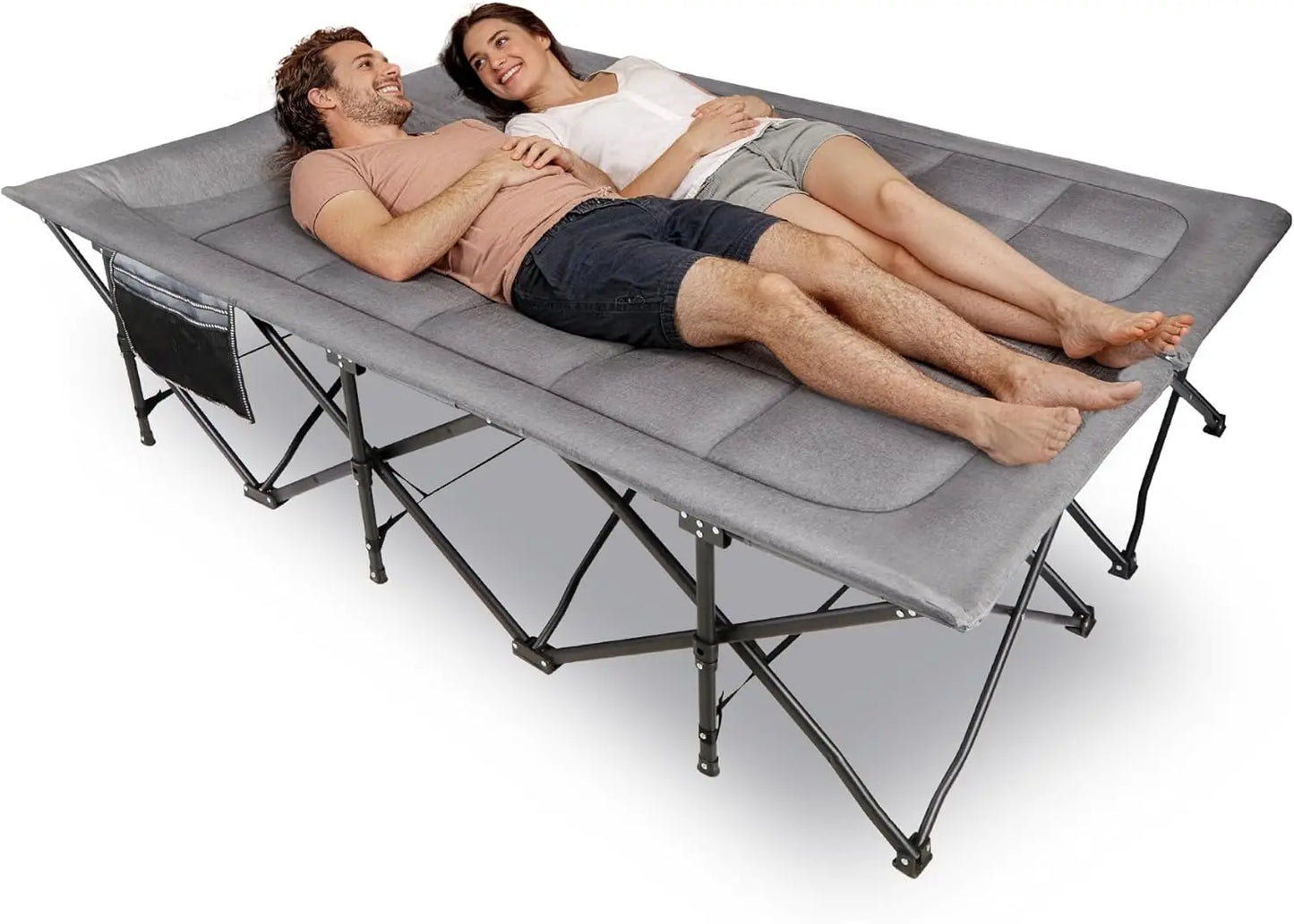 Extra Wide Two Person Camping Cot Heavy Duty With Pillow
