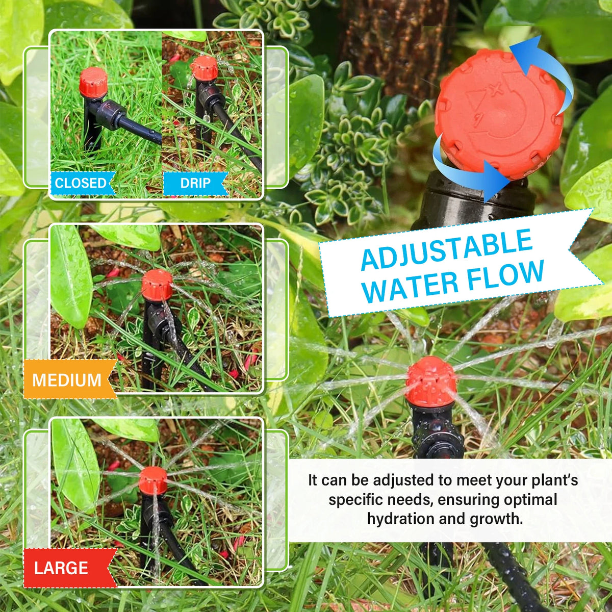 Drip Irrigation Kit for Garden Plants, Adjustable Watering System with Hose and Emitters, DIY Micro Irrigation Set