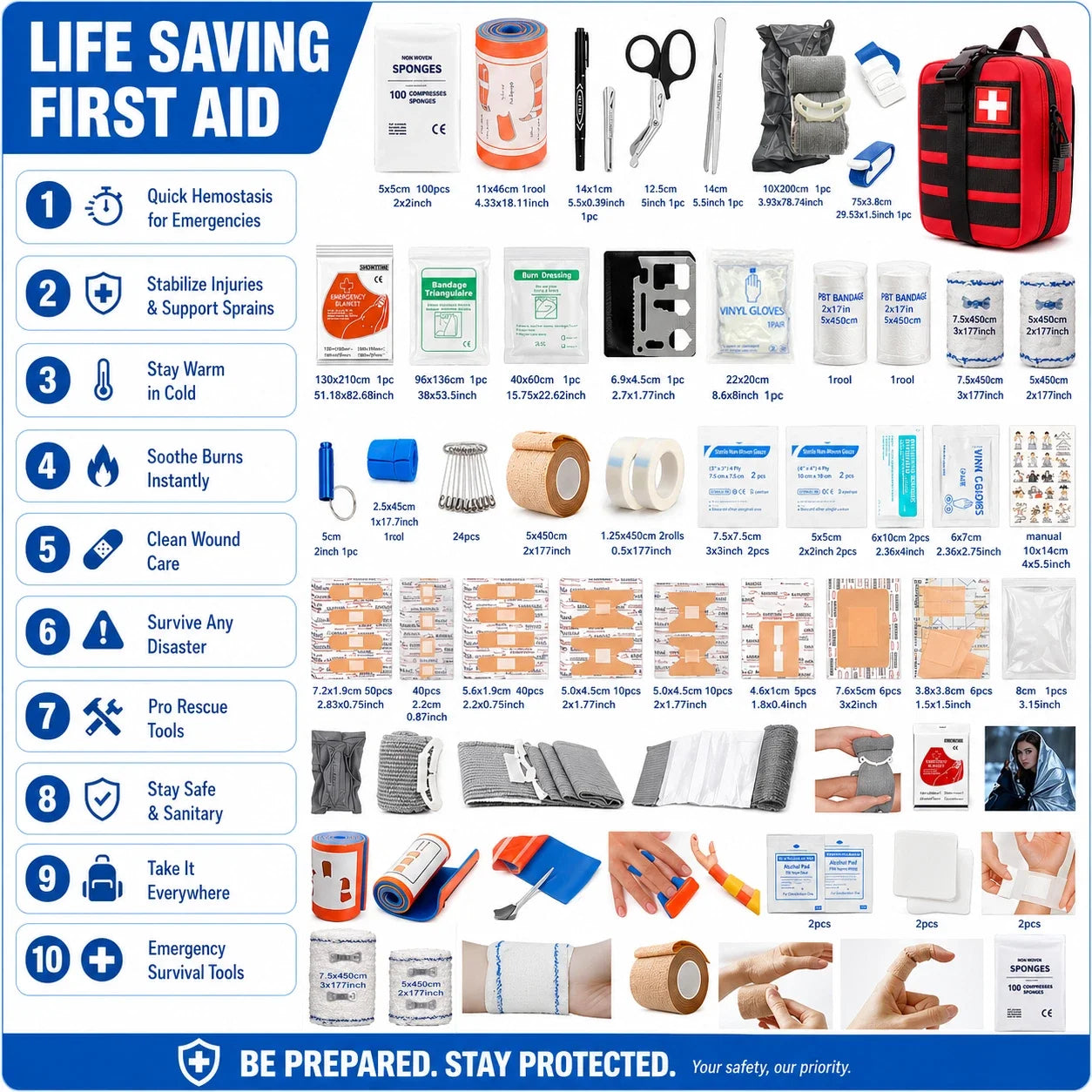 Emergency First Aid Kit 397Pcs Tourniquet Trauma Medical Bag Outdoor