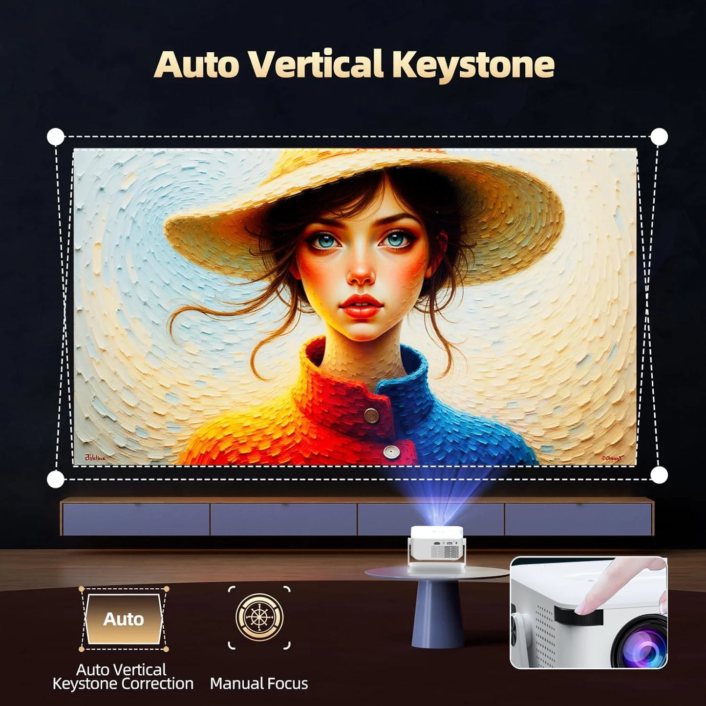 Xnano Android Smart Projector With Holder 300 ANSI Lumens HDMI