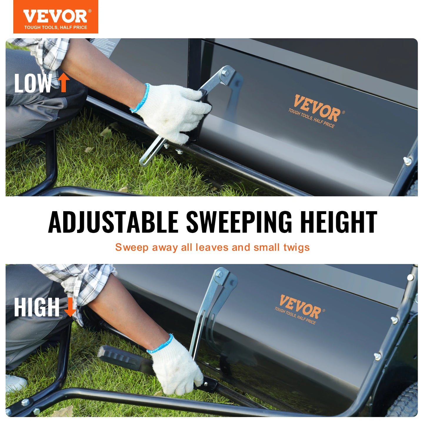 SucceBuy Tow Behind Lawn Sweeper Large Capacity Leaf Grass Collector