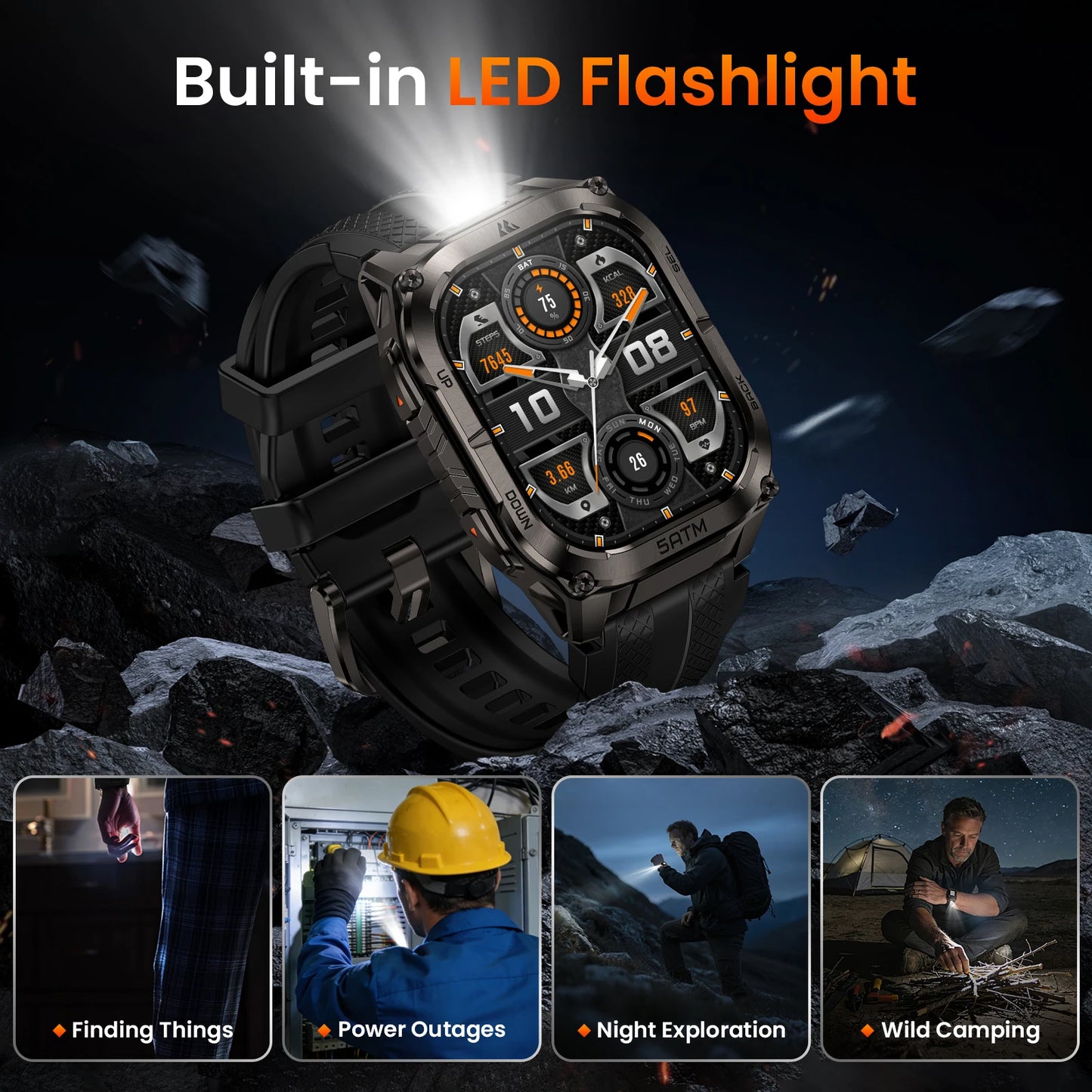 Kospe Tank M4C GPS Smartwatch MIL-STD-810H 5ATM Waterproof