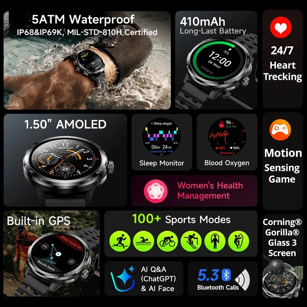 Ulefone Armor Watch Pro Smartwatch With GPS Heart Rate Monitor