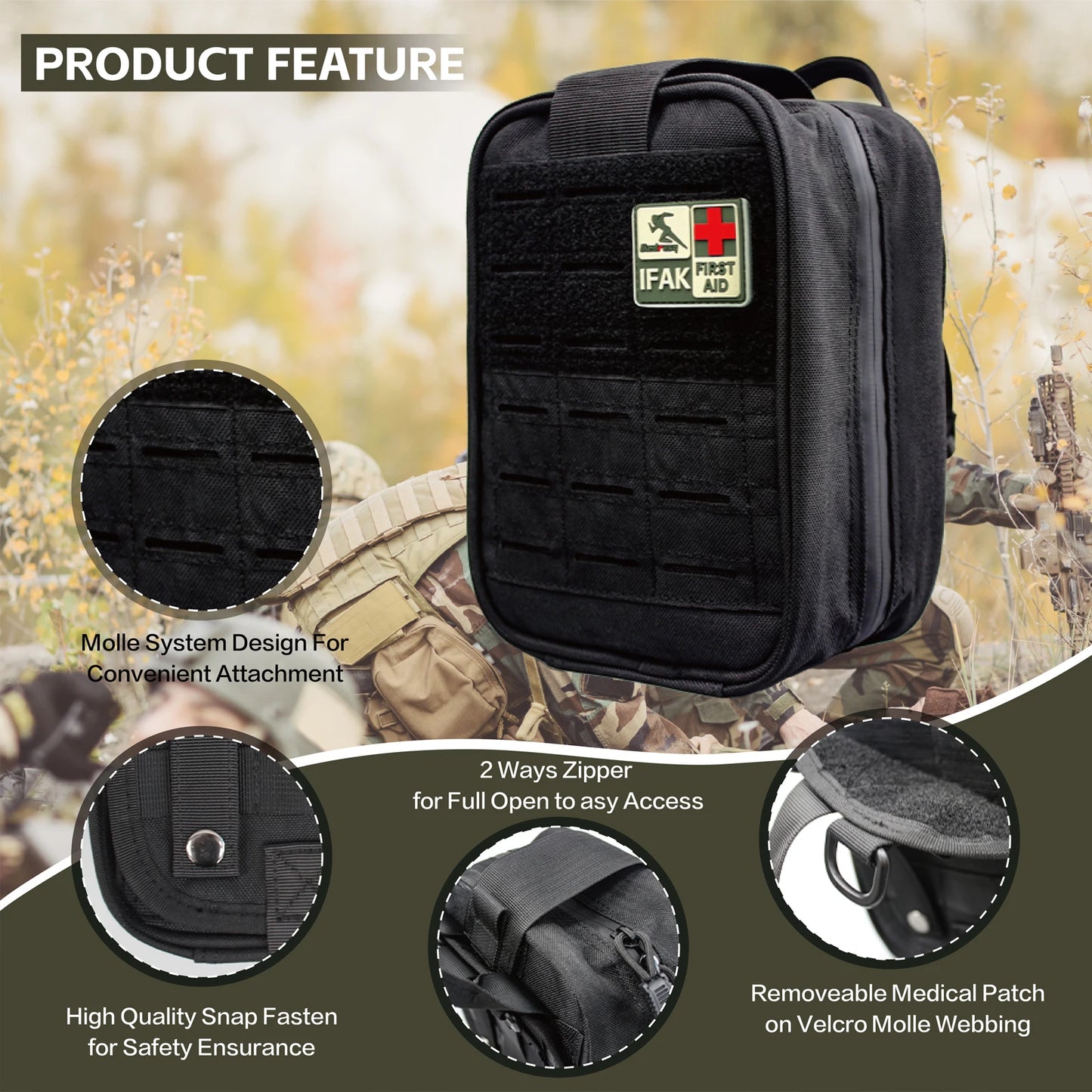 Medresq IFAK Trauma Kit With Molle Pouch Tactical First Aid