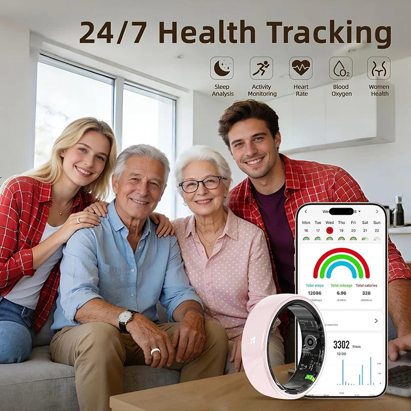 UouNeaCo Ceramic Smart Ring With Charging Case Health Sleep Monitoring