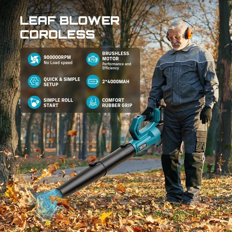 SeeSii Brushless Turbo Leaf Blower 900000RPM 780CFM Cordless Makita 18V