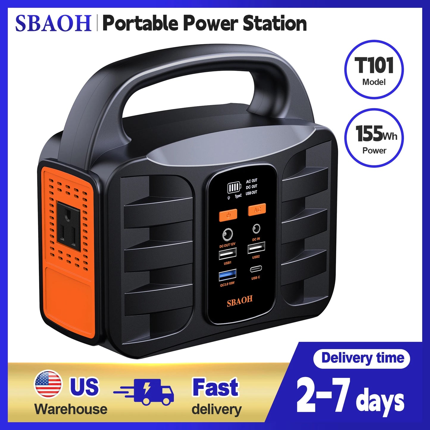 SBAOH Portable Power Station 155Wh Generator With USB C PD