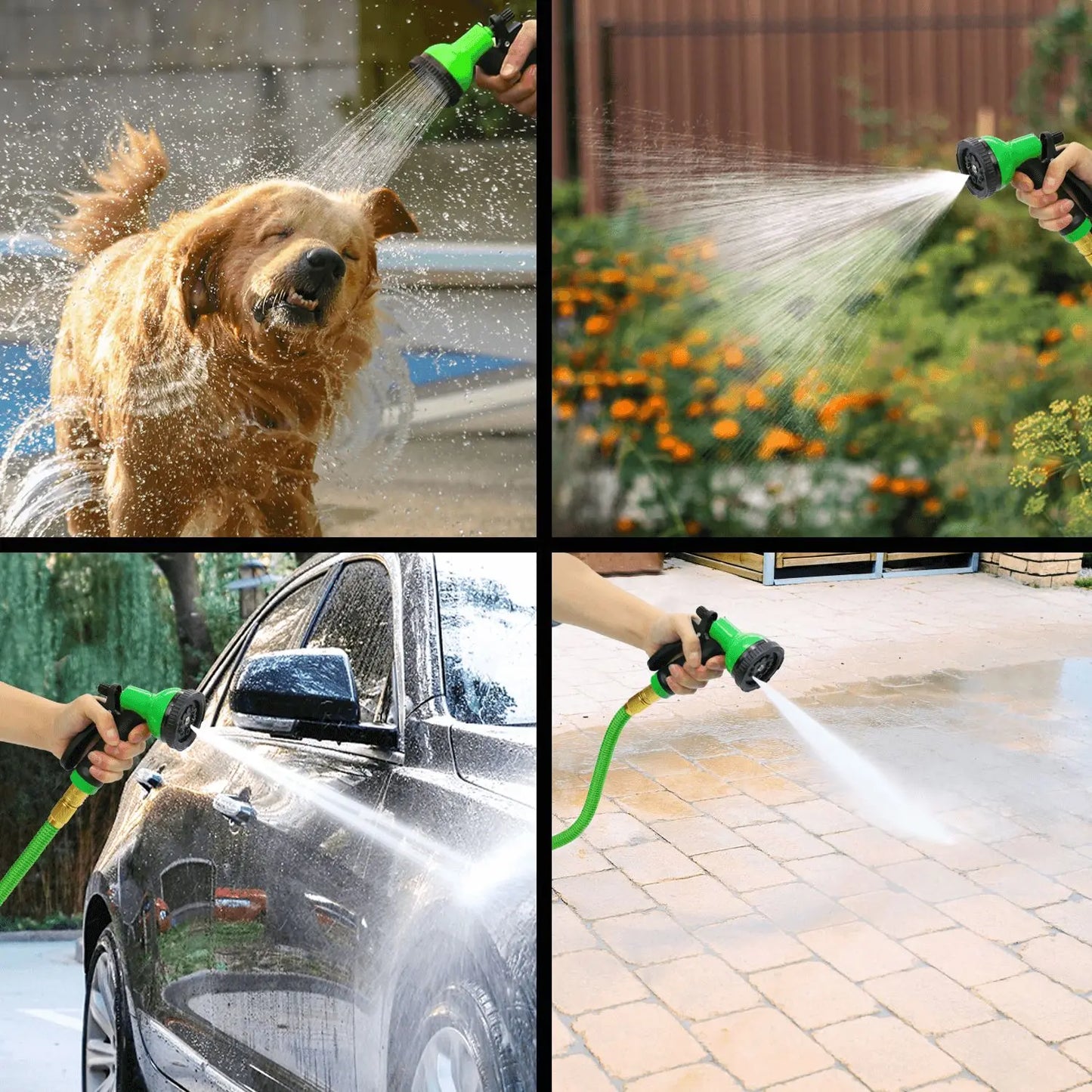 Expandable Garden Hose With Holder And Spray Nozzle