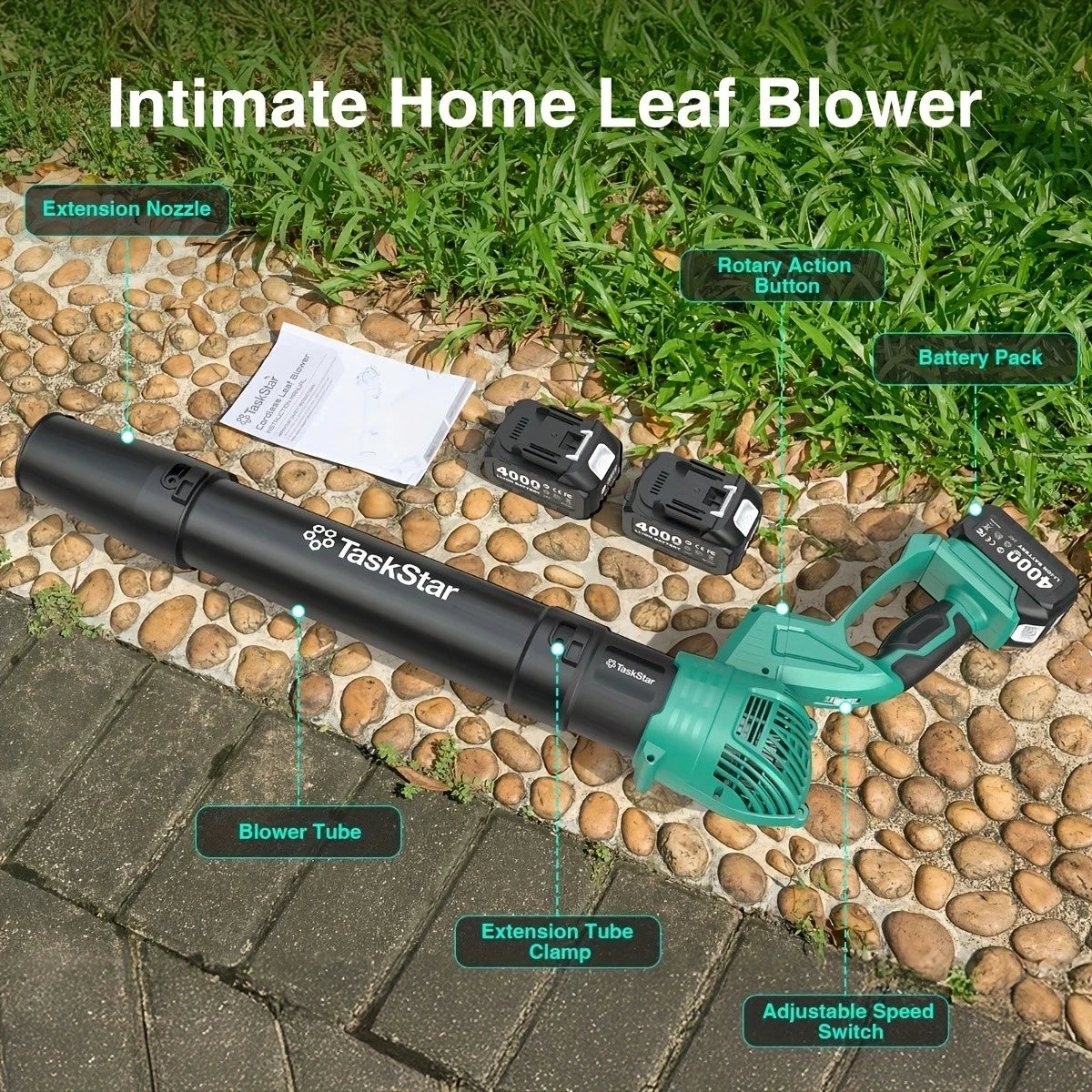 TaskStar Cordless Brushless Leaf Blower 550 CFM With Swivel Head