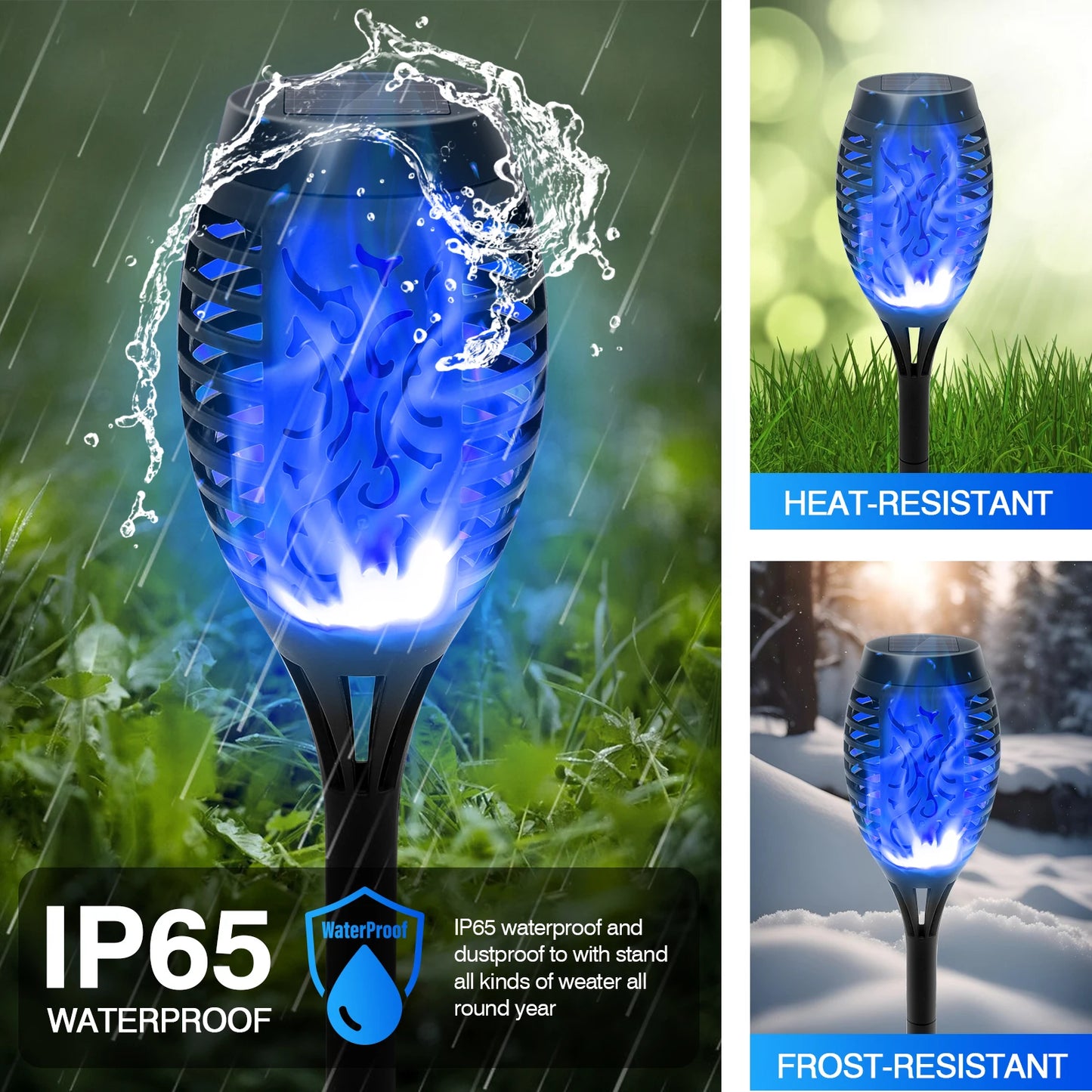 8 Pack Solar Torch Lights Outdoor Flickering Flame Garden Decor