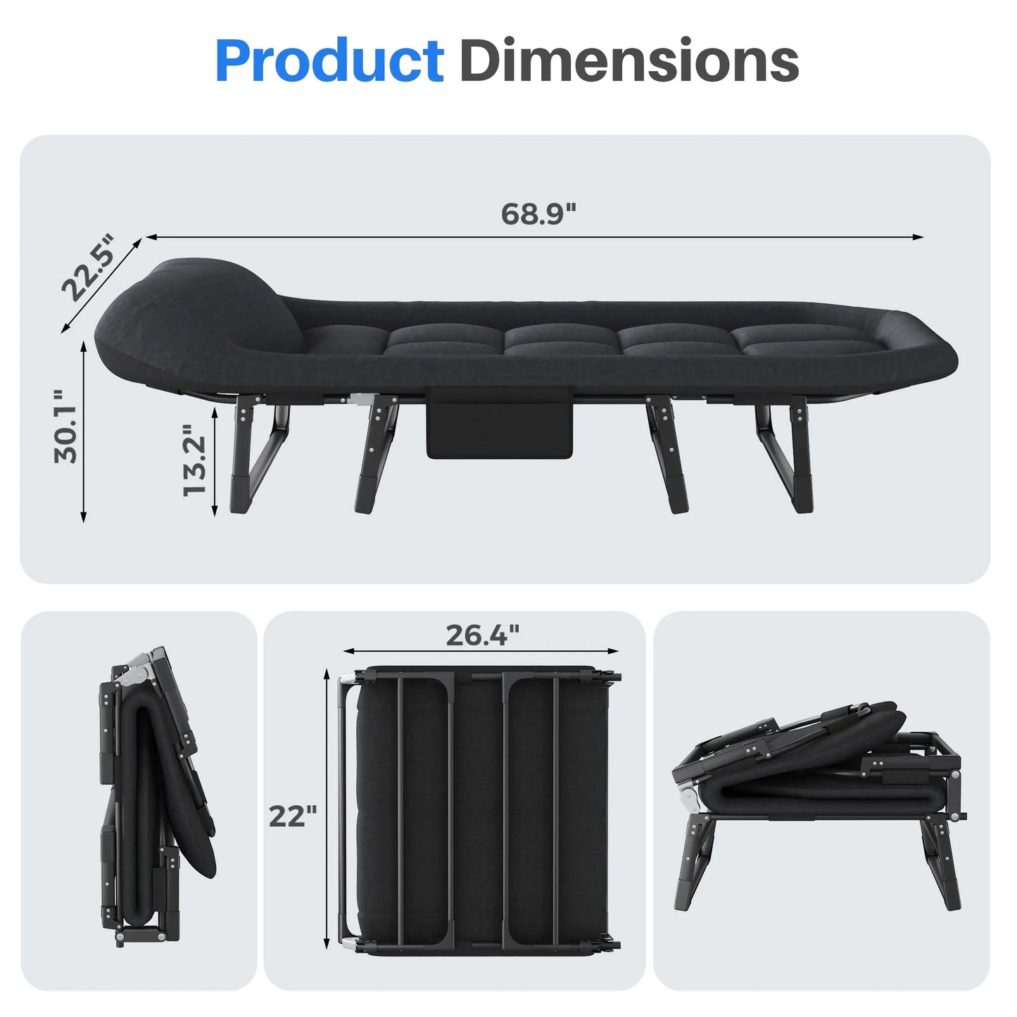 JHK Folding Camping Cot With Mattress 450lb Capacity