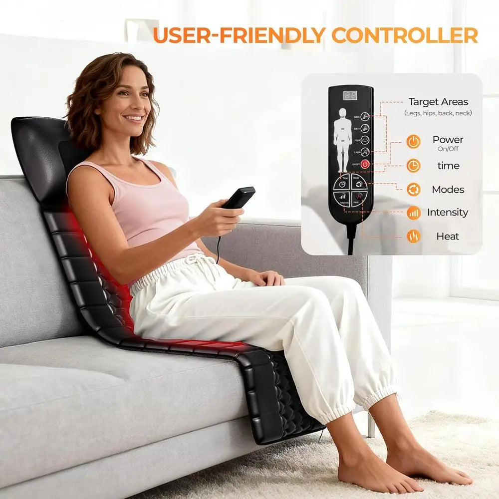 Full Body Shiatsu Massage Mat With Heat And Vibrating Motors